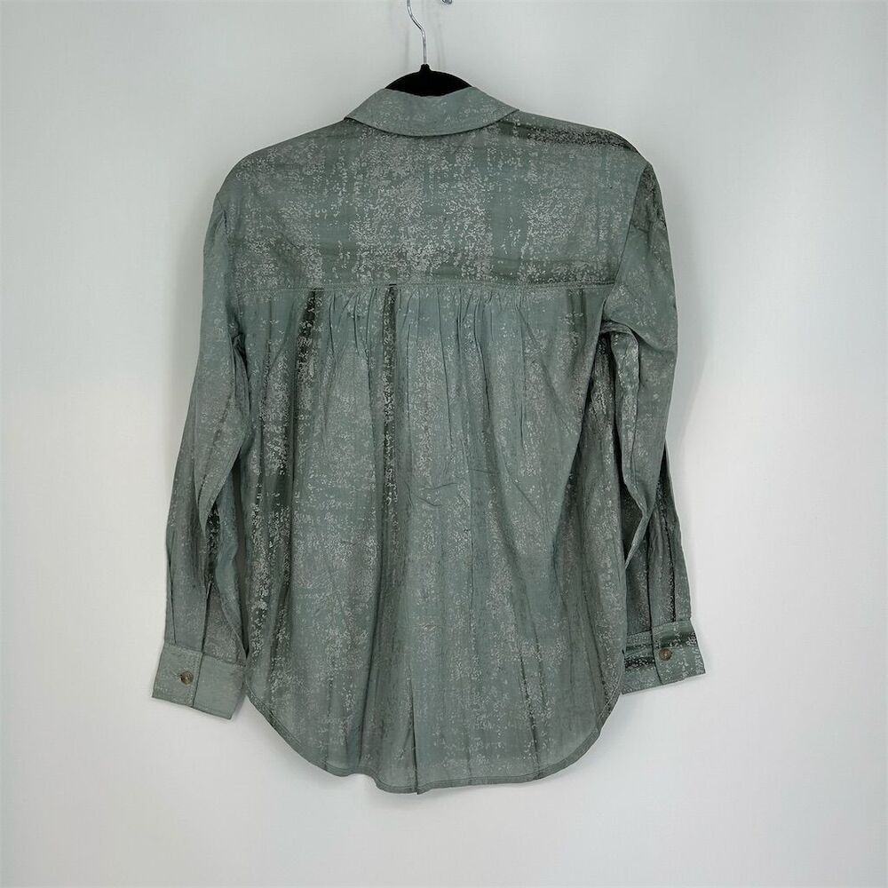 NWT Anthropologie Pilcro Foil Shine Buttondown Shirt Oversized XXS - Picture 5 of 10